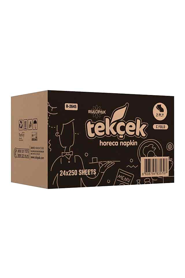 Tekçek Horeca Masa Üstü Dispenser Peçete 11.5 x 19 cm 250 Yaprak - 24 Adet (300402)