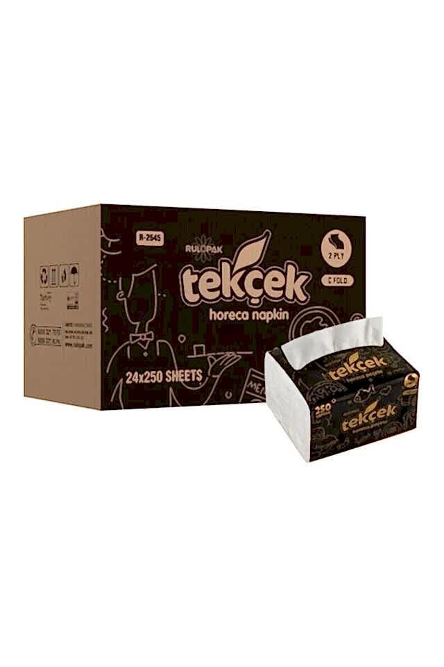 Tekçek Horeca Masa Üstü Dispenser Peçete 11.5 x 19 cm 250 Yaprak - 24 Adet (300402)