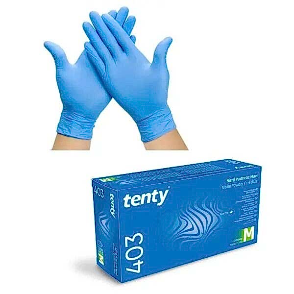 TENTY 403 (MAVİ) NİTRİL PUDRASIZ ELDİVEN (M)