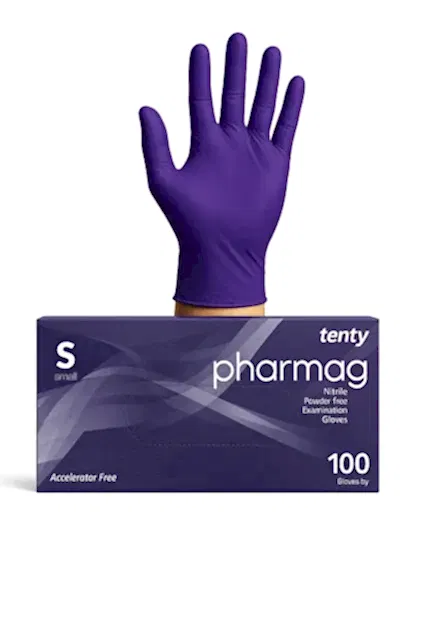 TENTY PHARMAG (YABAN MERSİNİ MAVİSİ) NİTRİL PUDRASIZ ELDİVEN S (100\'LÜ)